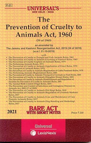 The Prevention of Cruelty to Animals Act, 1960- Bare Act with Short Notes [2021 Edn.] [Paperback] Lexis