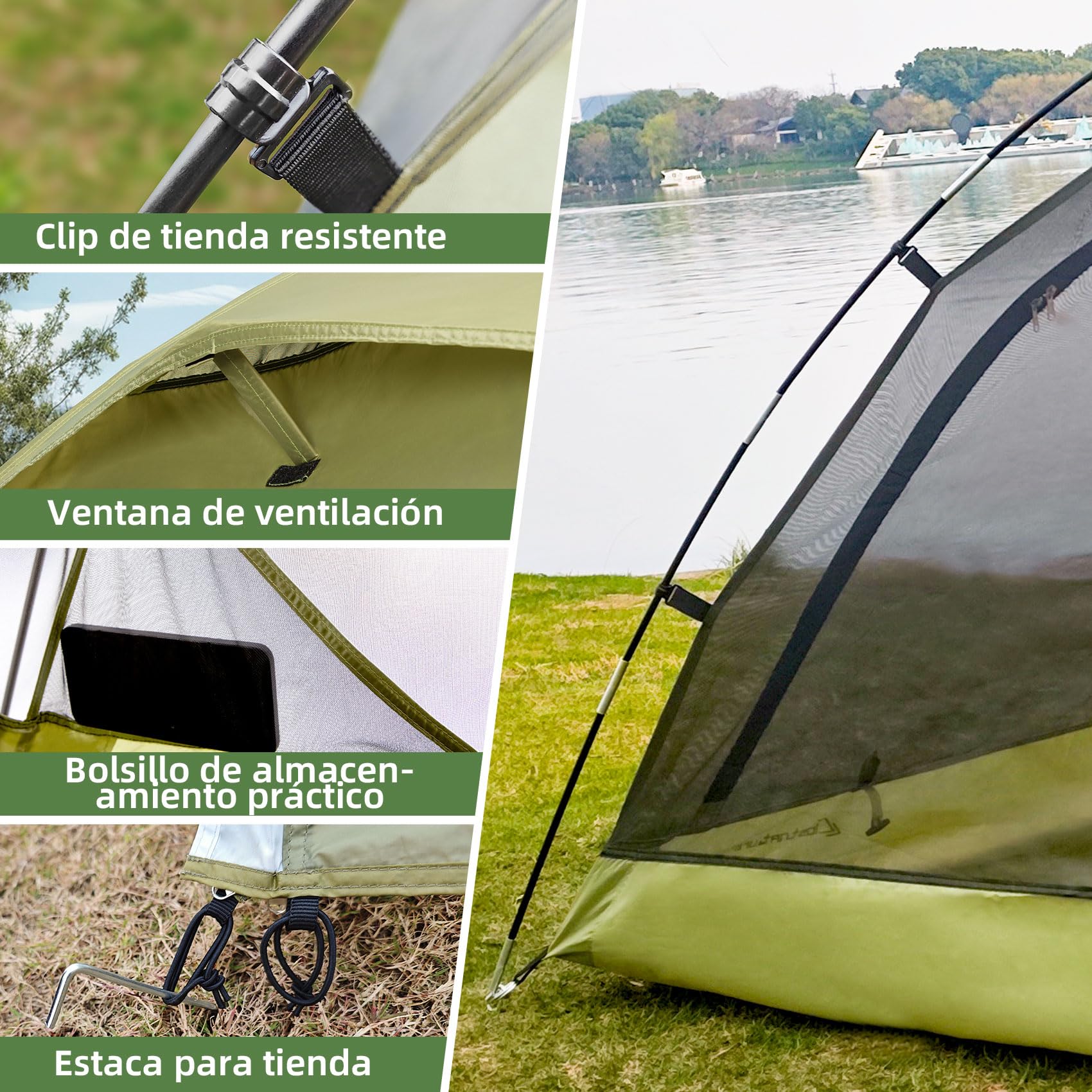 Clostnature Tienda de Campaña 2 Personas con Vestíbulo, Tienda Camping | Doble Capa, Impermeable y Ventilada, Ligera y Resistente al Viento, Fácil Montaje para Camping y Actividades al Aire Libre