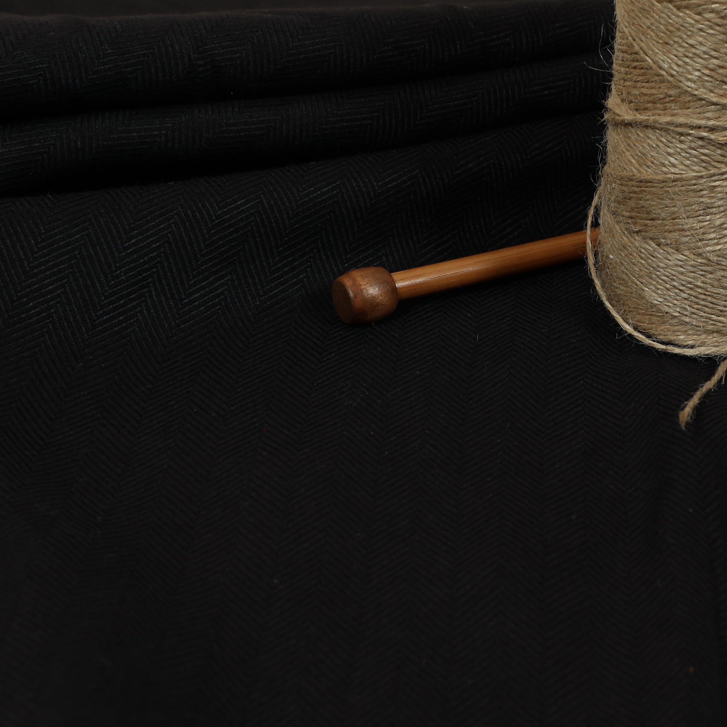 Redbrick Mill Fabrics Flame Retardant Furnishing Soft Herringbone Black Chenille Textured Hardwearing Upholstery Curtain Fabric (Per Metre) โ image 1