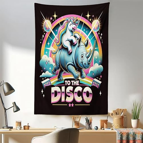 Miniatura 114 de Ambesonne Tapiz de fantasía, paisaje de fantasía con reloj, rayos de cielo de ensueño desde el techo, arte ficticio, colgante de pared ancho para