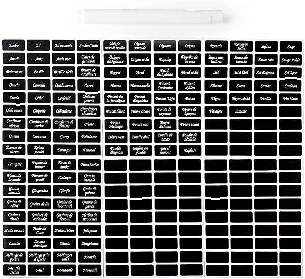 Awinker 216 Étiquettes Épices Français Autocollantes pour Bocaux Pots Étiquettes Cuisine Bocaux - 3