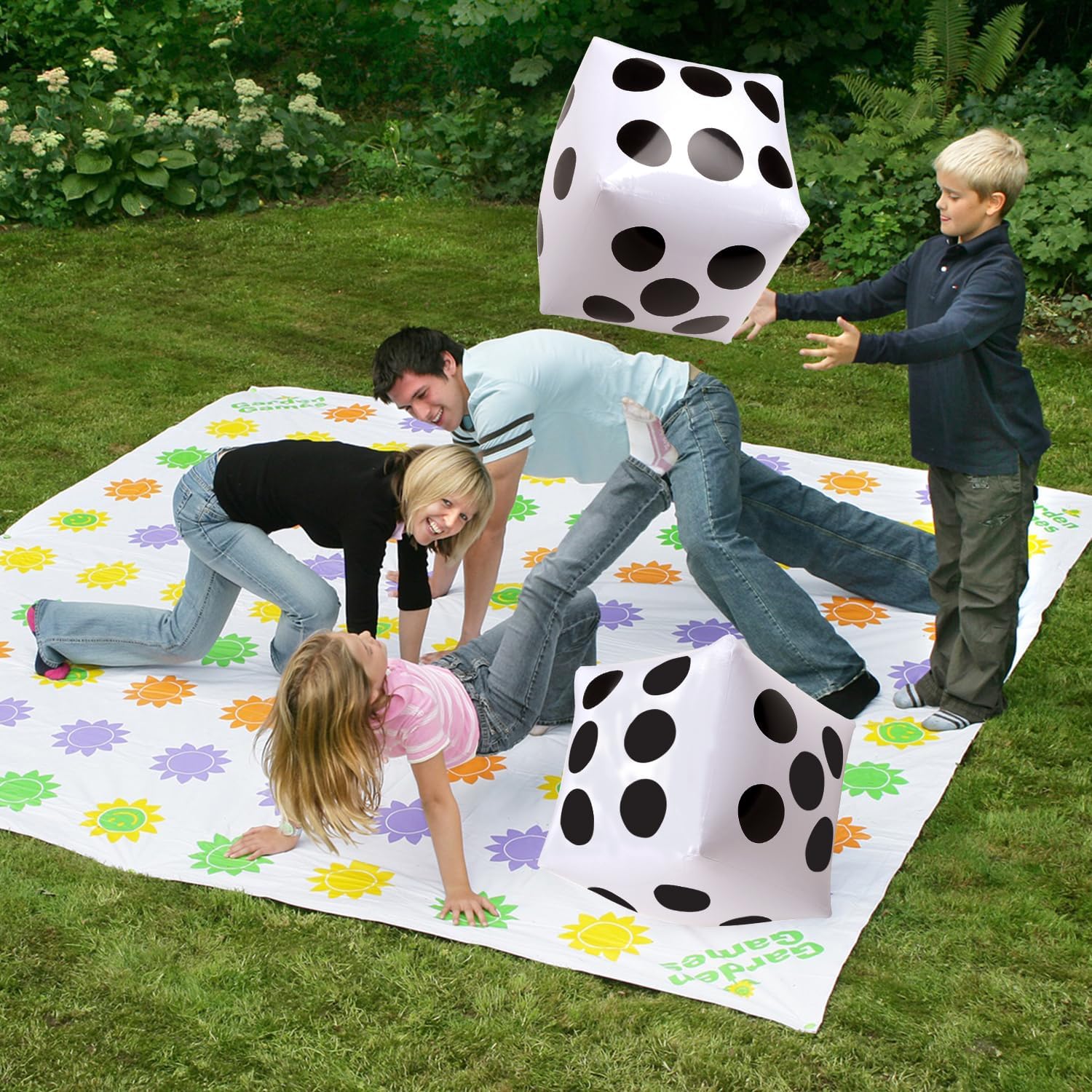 Novelty Place 13" Jumbo Inflatable Dice, Pack of 2, White and Black Giant Dice for Indoor and Outdoor Broad Game, Ludo and Pool Party
