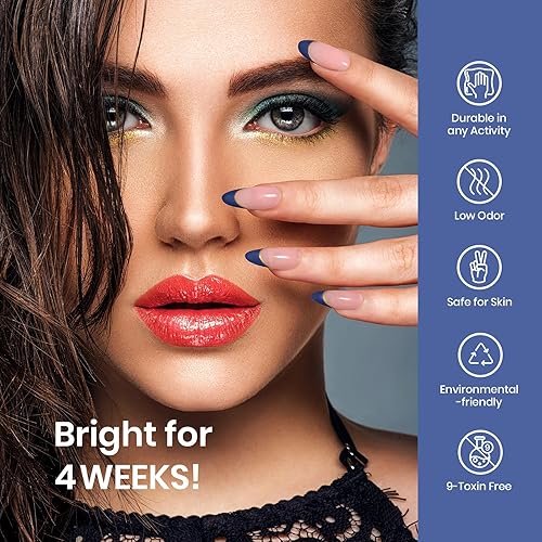 Miniatura 7 de Beetles - Esmalte de uñas de gel azul oscuro de 0.5 onzas líquidas, color sólido, lámpara LED UV, decoración de manicura, salón de diseño artístico