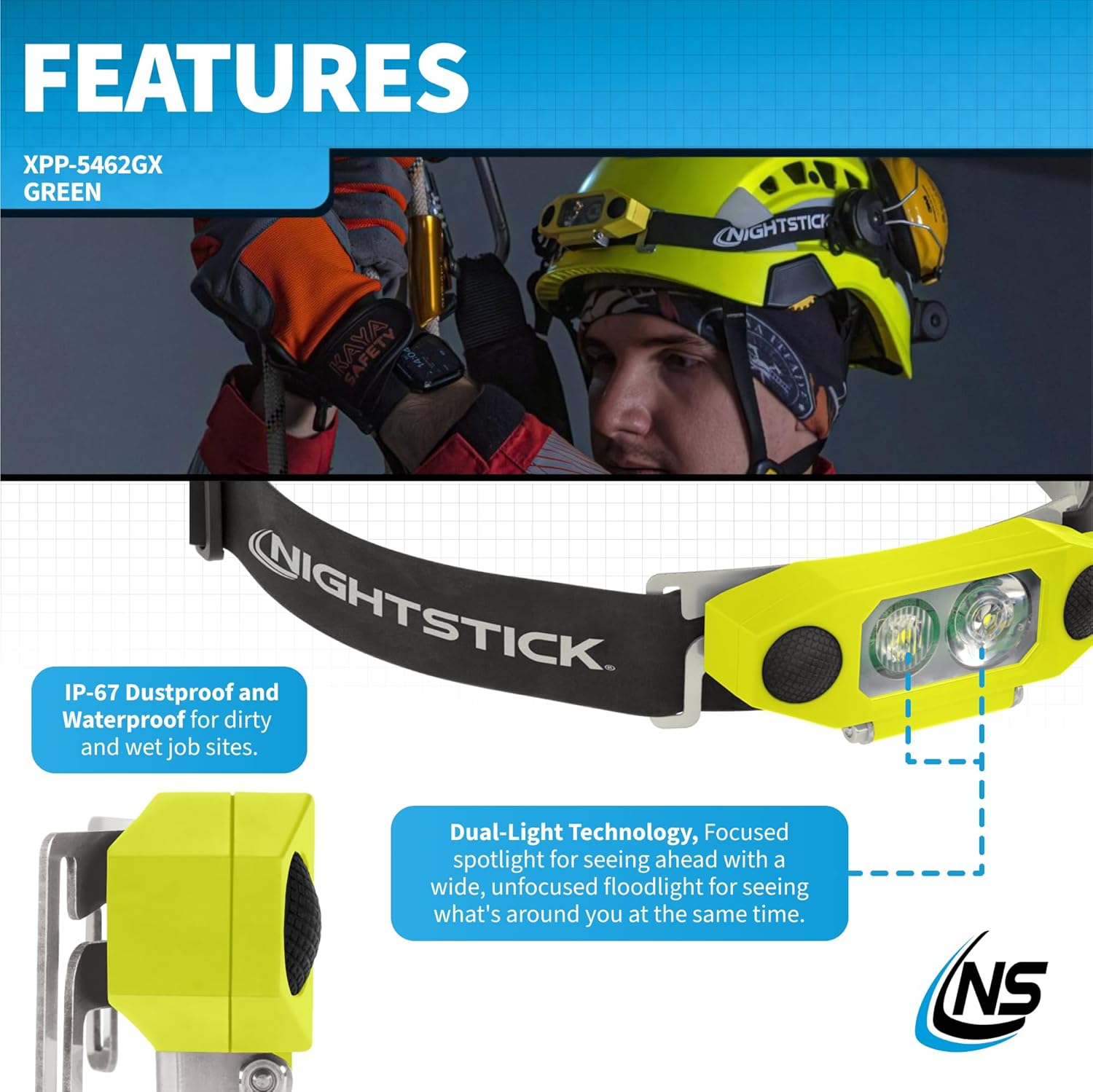 Nightstick XPP-5462GX DICATA® Intrinsically Safe Low-Profile Dual-Light Headlamp