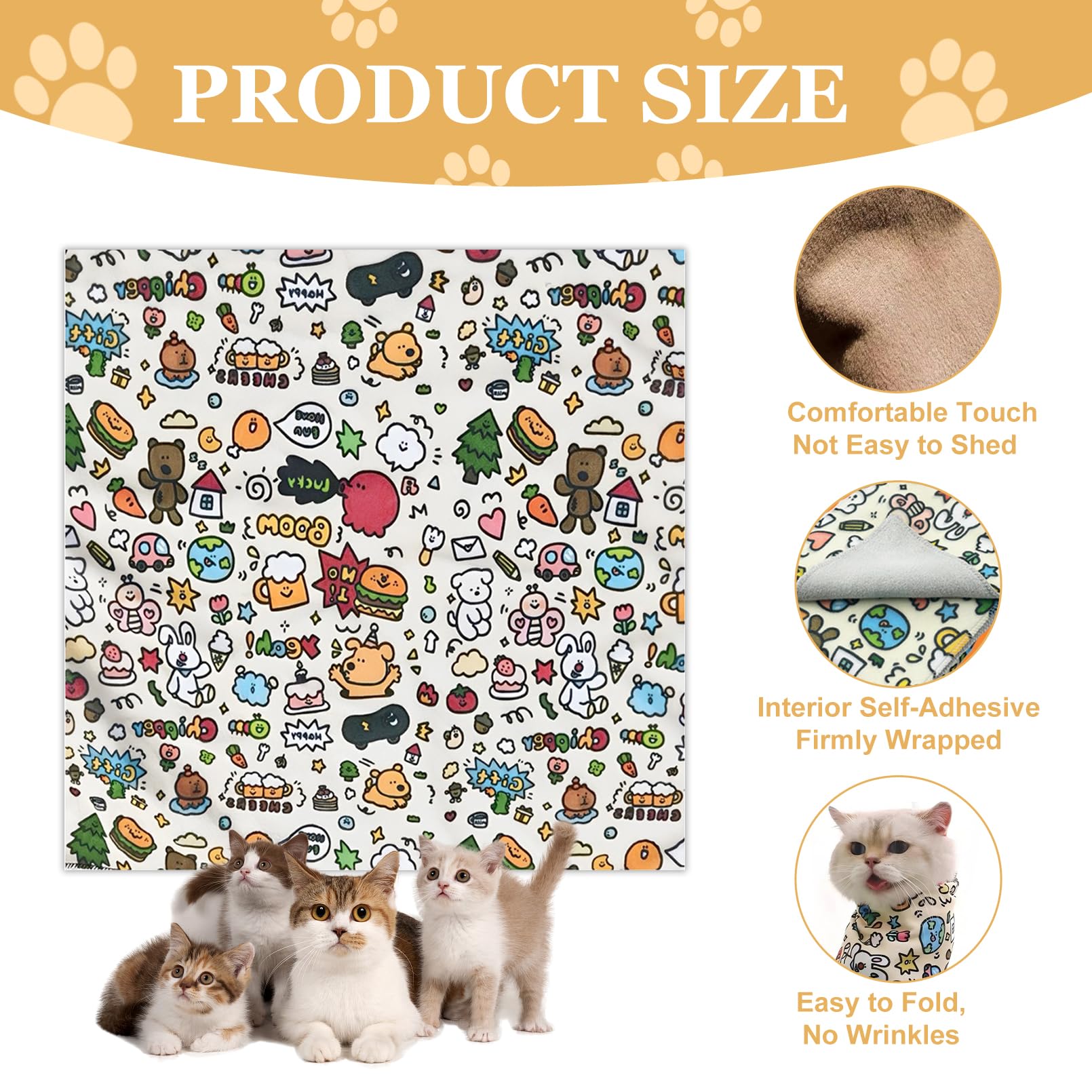 Katzenpflegetasche,Tragbarer Katzenwickel,Selbstklebende,Verstellbare Decke für Katzen,Pflegeprodukte für Katzen,Ohrenreinigung,Zähneputzen,Multifunktionales Haustierwerkzeug