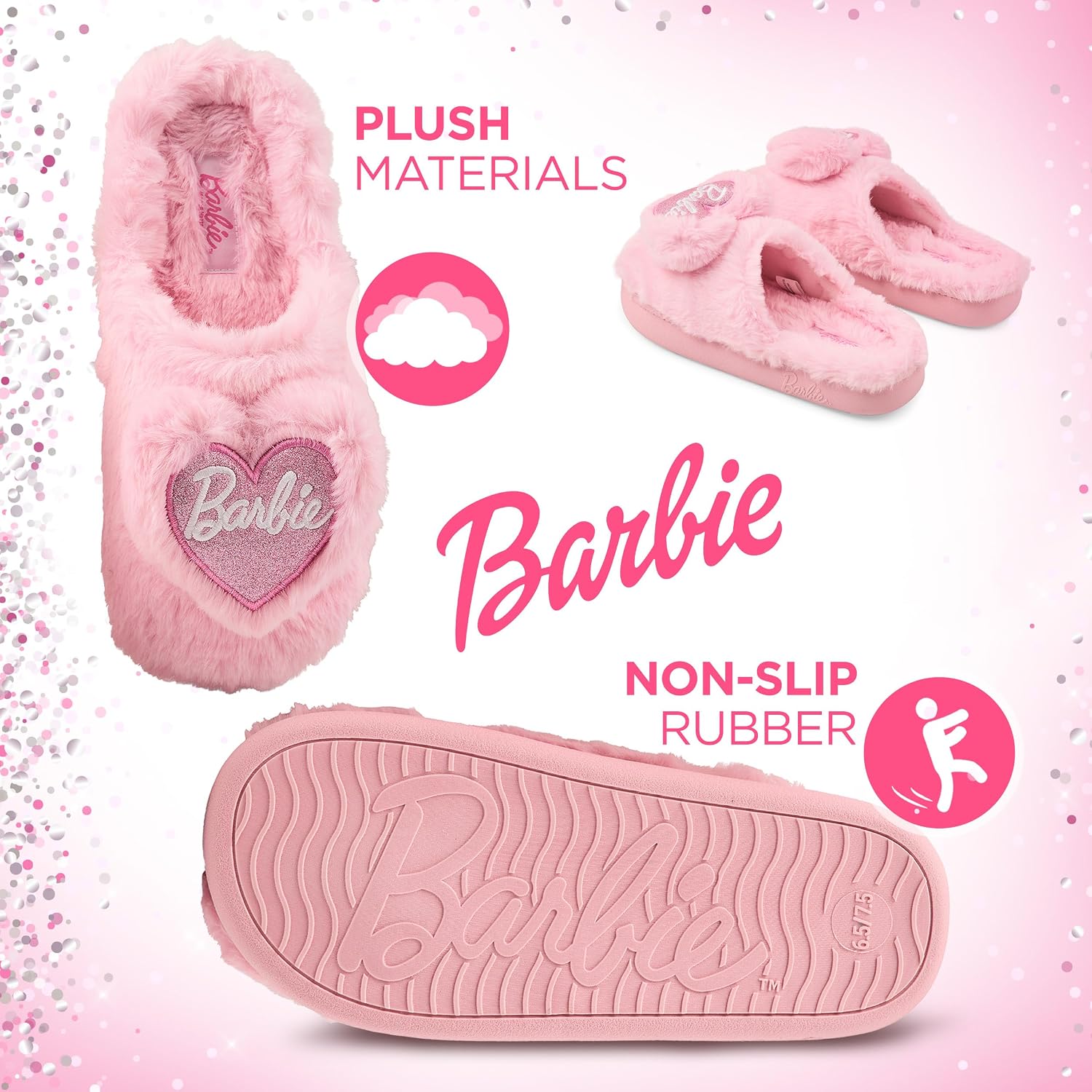 Barbie Kids Slippers Fuzzy Girls House Slippers for Kids Cozy Soft Plush Indoor and Outdoor