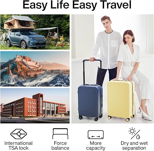 Miniatura 2 de mixi Equipaje de mano aprobado por aerolíneas, equipaje ligero con asa ancha, maleta rígida de policarbonato con ruedas giratorias y bloqueo TSA,