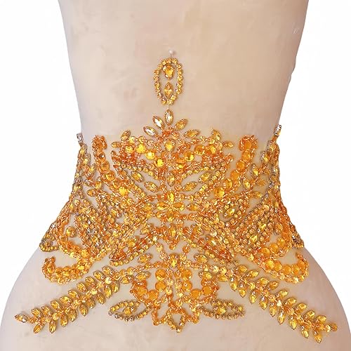 Miniatura 5 de Parches de costura de encaje con cuentas con piedras y cristales de diamantes de imitación cosidos, manualidades para disfraces de boda, decoración