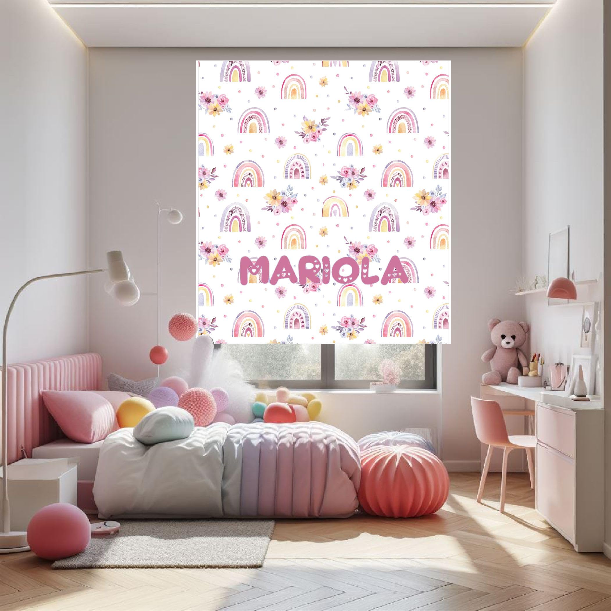 Estores Infantiles Personalizados niña. Estor enrollable infantiles niña. Estores infantiles Arcoíris. Estor enrollable translucido. Cortinas y Estores Infantiles. (140x170)