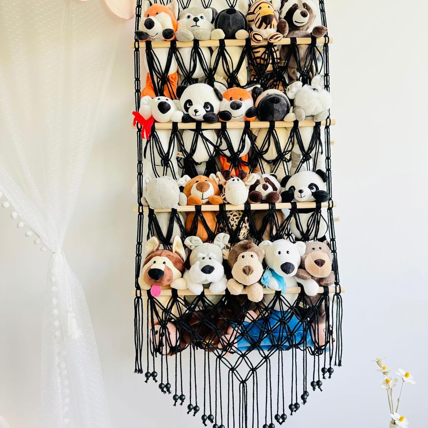 Mounted Fringe Hanging Organizers Stylish Toy Storage Hammock Portable Meshes Organizers For A Mess Release Space Space Saving Storage