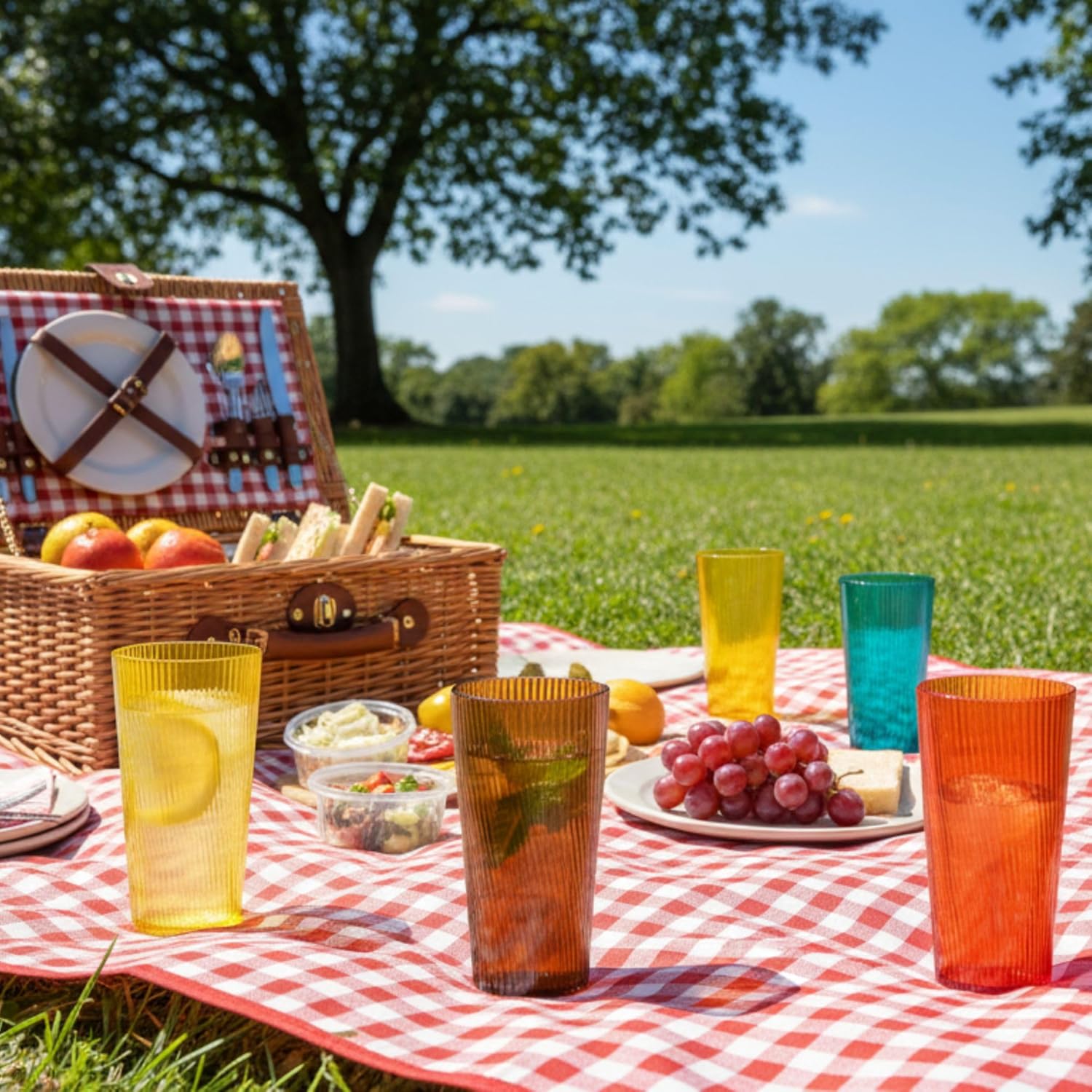 Plastic Drinking Glasses Set of 8, 19oz Unbreakable Acrylic Cups for Kids Dishwasher Safe Reusable Cups BPA Free Stackable Plastic Tumbler for Kitchen, Bar, Holiday, Party, Dinner - Image 9