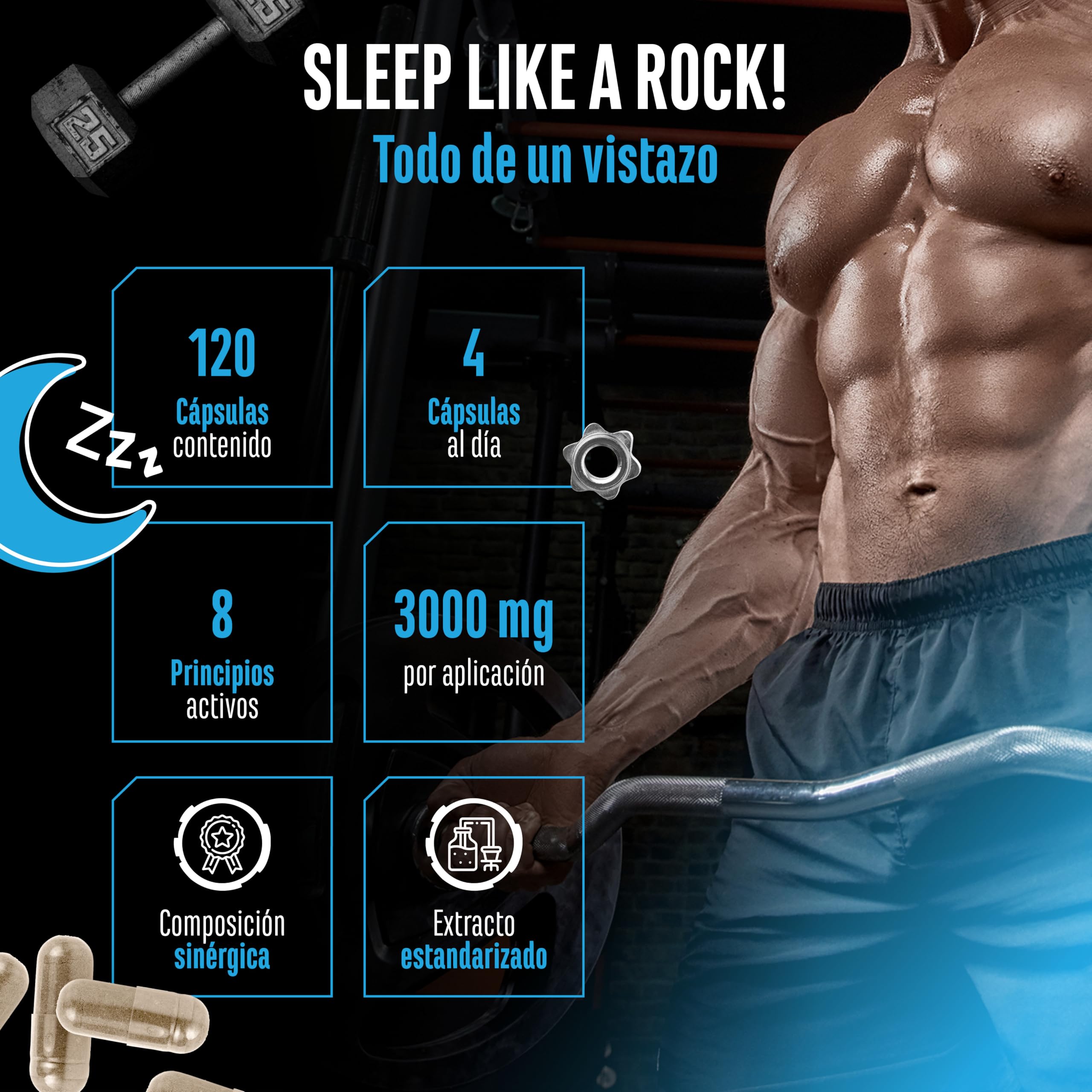 Knockout - Ayuda para el sueño y la recuperación - 120 cápsulas con extracto de Shoden® Ashwagandha, magnesio, L-triptófano, L-teanina natural del té verde, valeriana - Vegan