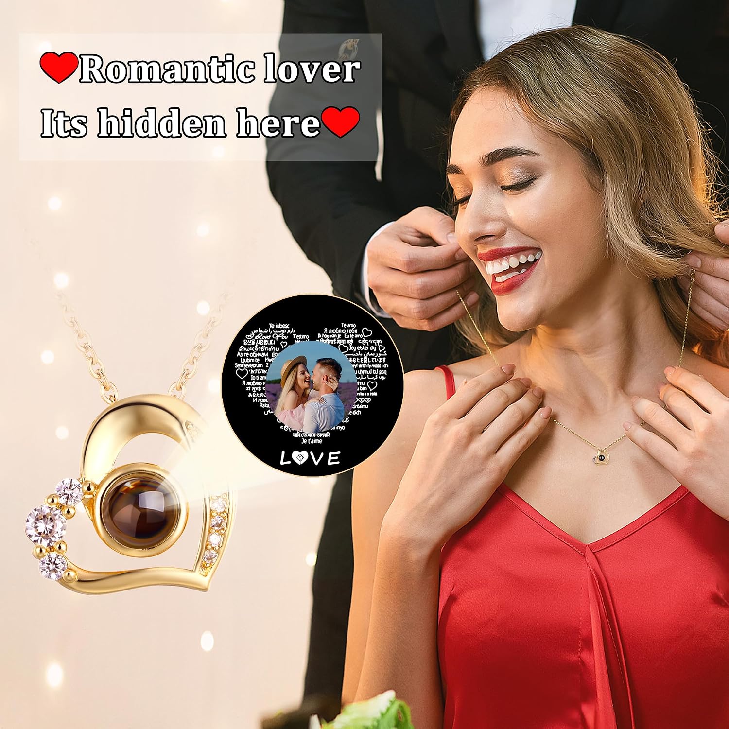 Personalized Picture Necklace Projection Necklace with Photo Inside - Custom Photo Pendant Necklace - 18K gold plating-Mothers Day Gifts for Mom Wife Valentines Love Memorial Gifts for Anniversary image 3