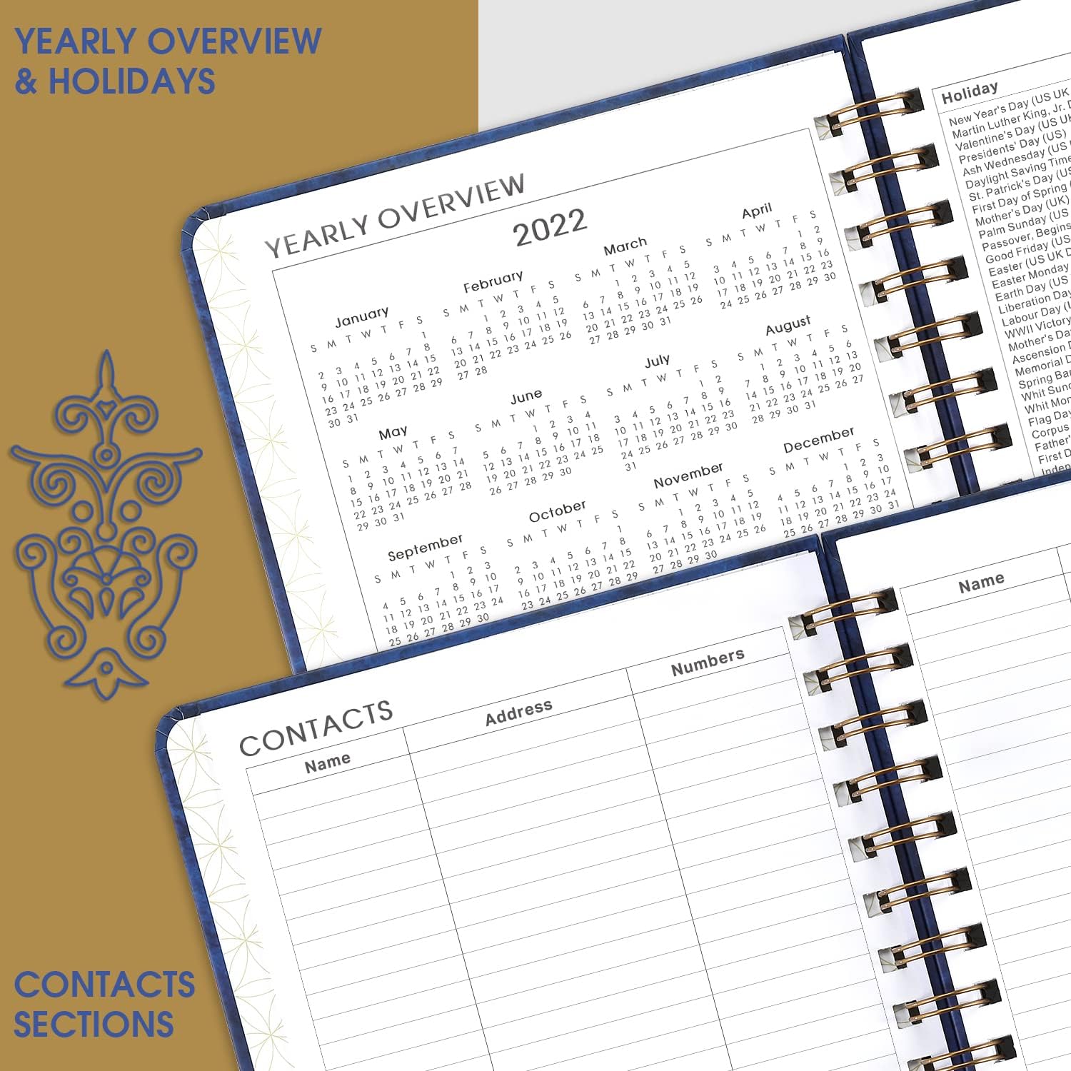 2022-2023 Planner - Weekly & Monthly Planner with Monthly Tabs, July 2022 - June 2023, 6.3" x 8.4", Sturdy Hardcover with Thick Paper, Inner Pocket, Retro Blue