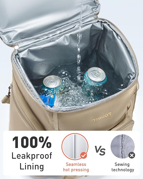 TOURIT Rolling Cooler Backpack: Leakproof Waterproof Insulated 36 Cans Beach Cooler with Wheels and Handle Outdoor Camping Picnic Travel Black by TOURIT - Image 4