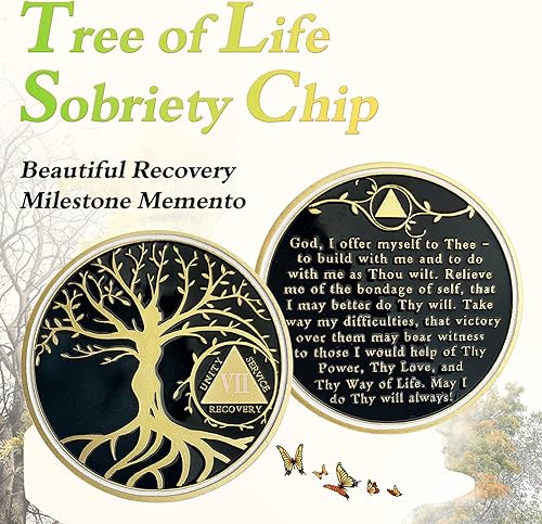 Miniatura 3 de 7 años de sobriedad Chip Árbol de la Vida Medallón AA Regalo de Recuperación Alcohólicos Anónimos Moneda Aniversario Token