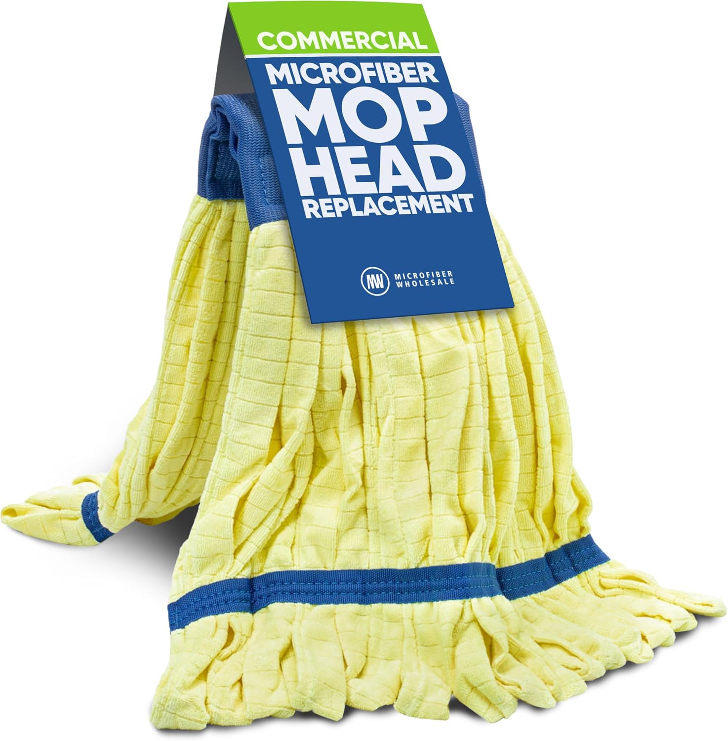 Commercial Mop Head Replacement – 1 Pack Blue Medium Microfiber Tube Mop (14 oz.) | Industrial Wet Mops | Refill Heads, Machine Washable, Heavy Duty | Hardwood, Tile, Laminate, Vinyl Floors