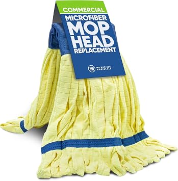 Commercial Mop Head Replacement 1 Pack Medium Yellow Microfiber Tube Mop 14 oz. | Industrial Wet Mops | Refill Heads, Machine Washable, Heavy Duty | Hardwood, Tile, Laminate, Vinyl Floors