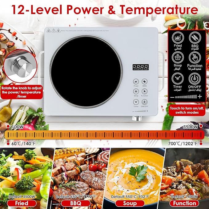 Estufa Vitrocerámica 1 Puesto 42x30x6.5 cm 110V miniatura 7