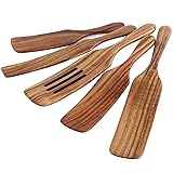 5Pcs Wooden Spoons Kit for Cooking Durable Acacia Wood Spurtles Kitchen Tools and Utensils Long Handle for Nonstick Cookware,Salad Strainer and Cake Make,Spurtles Kitchen Tools as Seen on TV