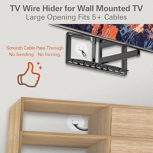 Miniatura 2 de Kit de organización de cables en pared, paso de cables de apertura grande (se adapta a más de 5 cables), paquete de 2 ojales de pared para ocultar