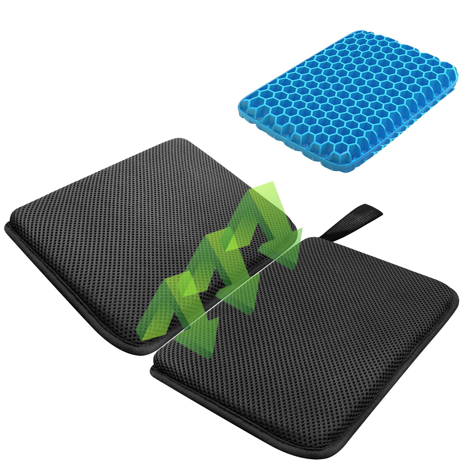 SeoTin Foldable Gel Seat Cushion for Travel, Portable Chair Cushion for Camping, Honeycomb Seat Cushion, Portable Gel Cushion for Pressure Relief,1.15-Inch Thick
