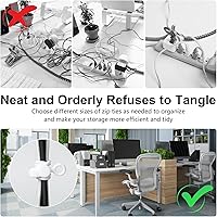 Vista 7 de OneLeaf 30Pcs Organizador de cables, bridas de silicona reutilizables, bridas para electrónica, bridas elásticas multiusos, artículos esenciales