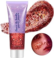 Vista 19 de Go Ho Gel de purpurina púrpura de sirena, purpurina holográfica para el cabello, traje de Mardi Gras para mujeres y niños, lentejuelas gruesas