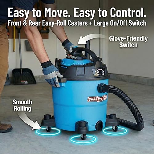 Miniatura 5 de Channellock Aspiradora húmeda/seca VBV1210.CL - Soplador HP de 5.0 picos, filtro de espuma, 12 galones