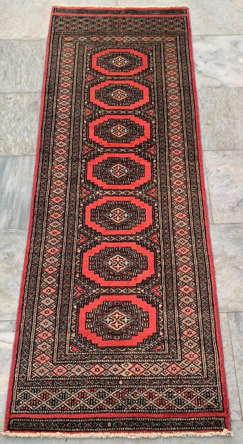 2 x 5 feet Afghan Hand Made Bokhara Medallion Wool Area Home Decor Rug 165 x 60 cm