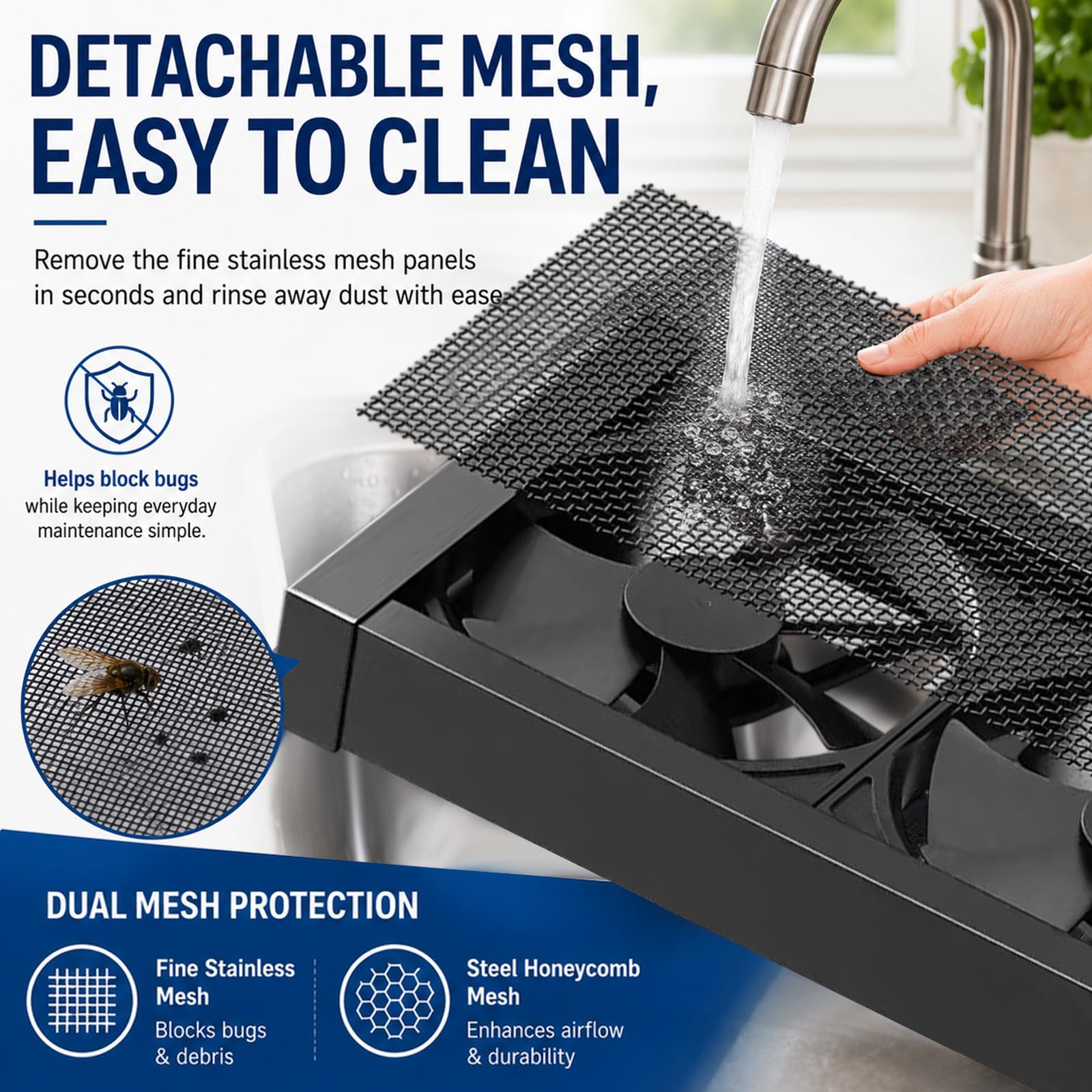 Ventilador extractor de ventanas extensible, 47 ~ 57 cm