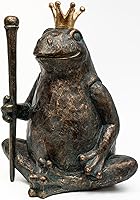 Lunecle Frog Prince Garden Statue 11.5"H - Hand-Painted Resin Frog Figurine with Crown & Scepter, Weatherproof Outdoor Indoor Decor