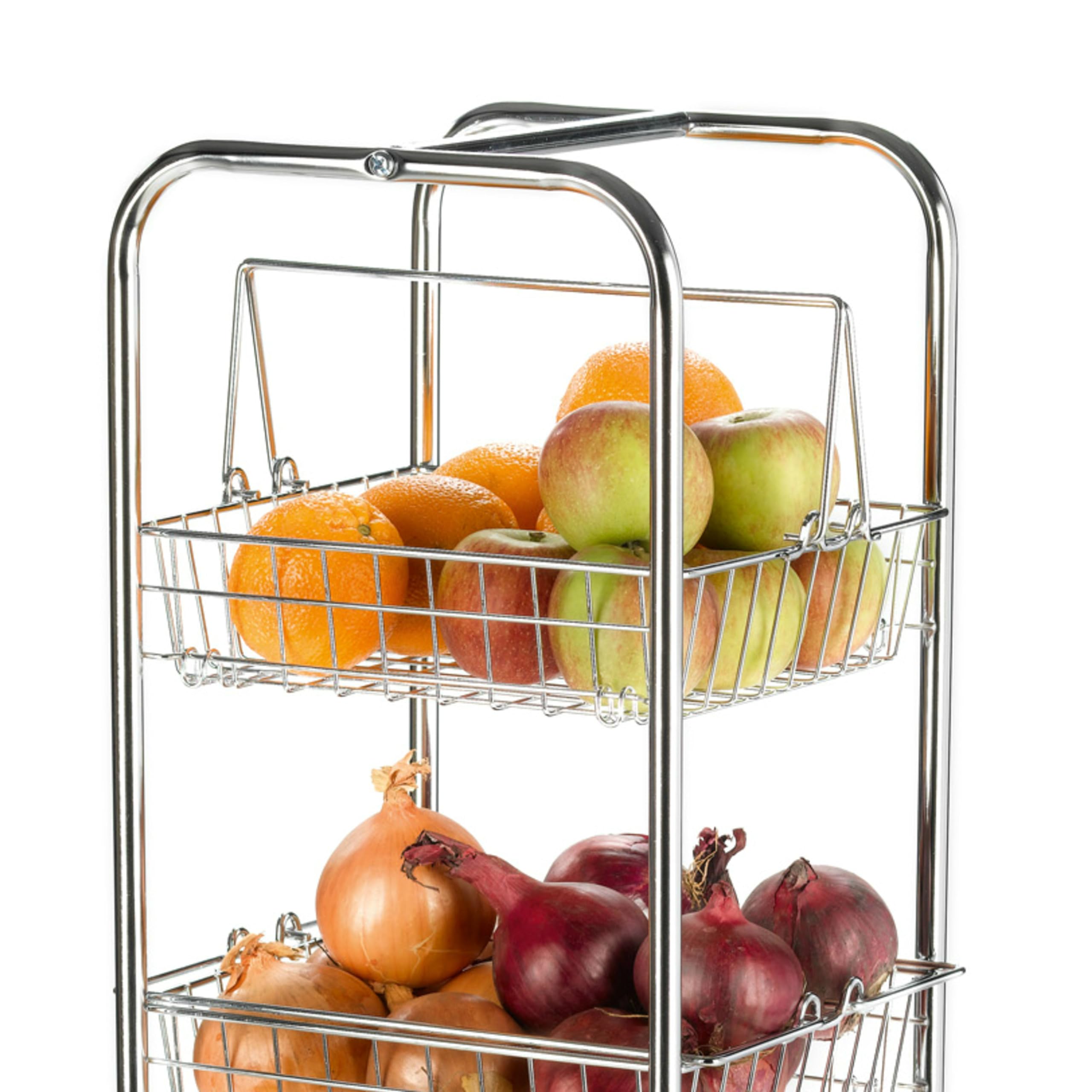 KitchenCraft Küchenwagen auf Rollen, mit 4 abnehmbaren Ablagekörben, verchromtes Metall, für Gemüse und andere Lebensmittel, 87 cm x 26 cm x 25 cm