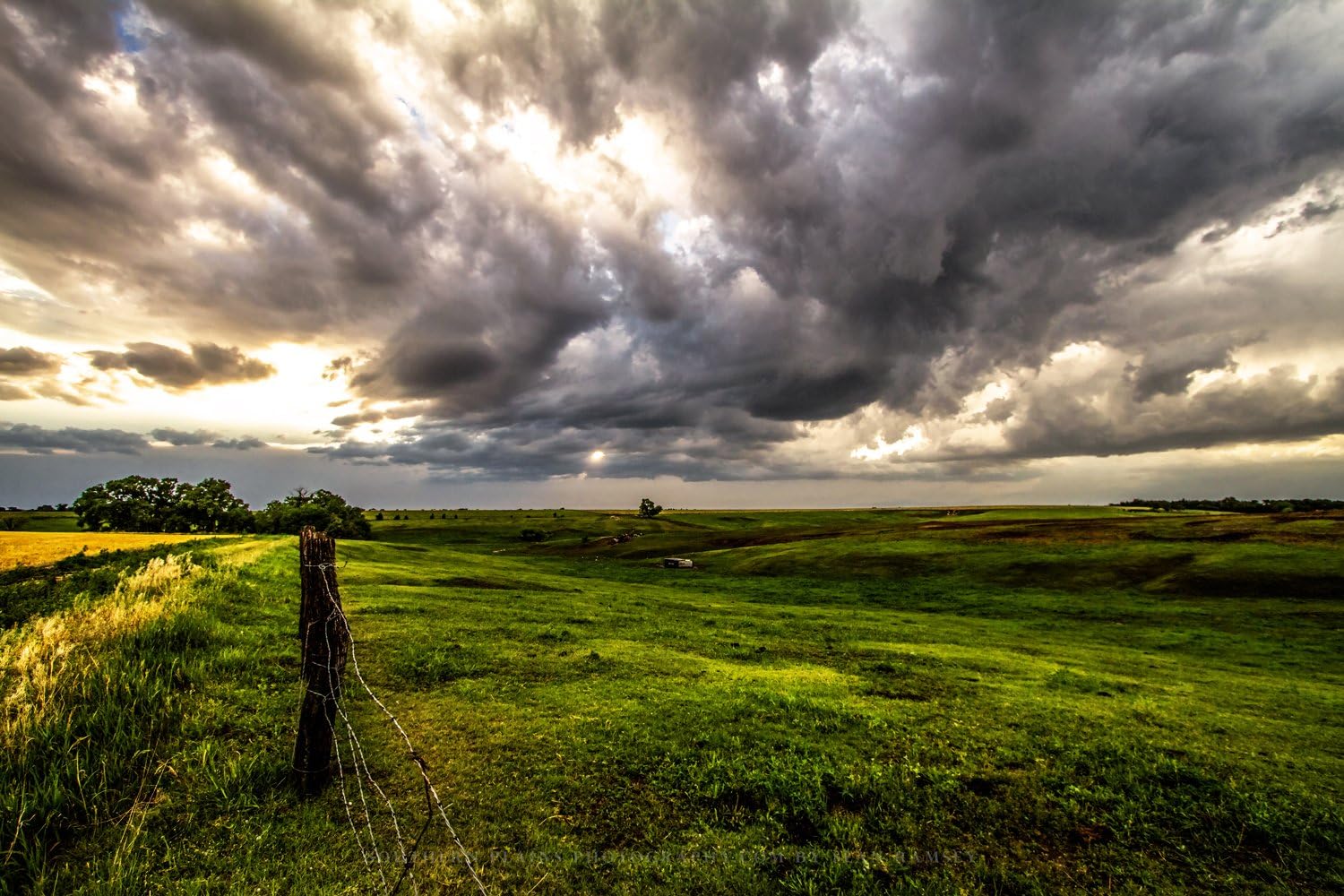 Great Plains Photography Print (Not Framed) Picture of Prairie Drenched in Golden Sunlight on Stormy Day in Nebraska Western Wall Art Nature Decor (4" x 6")
