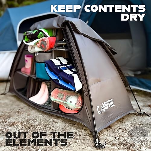 Miniatura 2 de Organizador de camping para tienda de campaña y RV con solapa con cremallera, almacenamiento de 9 estantes. Organizador de zapatos para caravana,