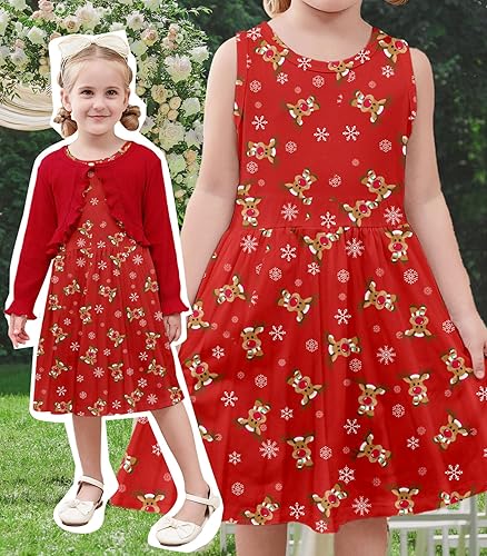 Miniatura 5 de Goodstoworld Vestidos sin mangas para niña pequeña y cárdigan de manga larga con volantes, trajes de otoño de 2 piezas para 2-6T