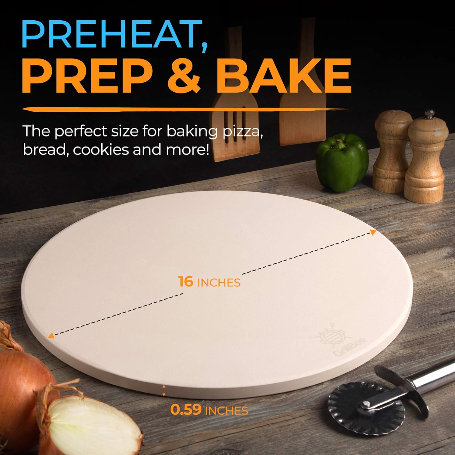 16 inch Pizza Stone for Oven and Grill Pizza Baking Stone - Pizza Stone for Grill and Oven Stone, Pizza Grill Bread Cookie Cooking Stone for Grilling Set Kit Pizza Stone 16 inch Round Large, GrillBee : Patio, Lawn & Garden