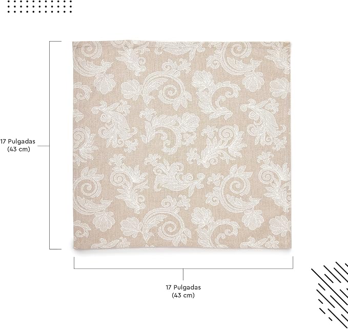 Encasa XO Servilletas de Tela Beige Juego de 12, 45.72x45.72 cm miniatura 3