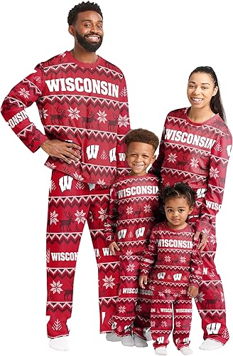 Miniatura 14 de FOCO NCAA para mujeres - Conjunto de pijamas familiares navideños a juego con patrón feo del equipo universitario de la NCAA
