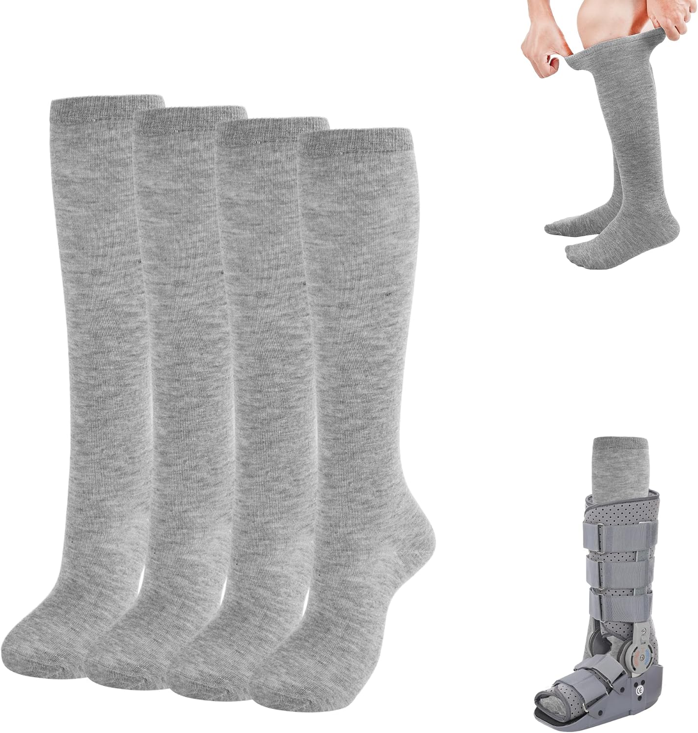 Walking Boot Sock Liners, Replacement Socks for Orthopedic Walker Brace, Tube Socks for Air Cam Walkers, 5 Pairs
