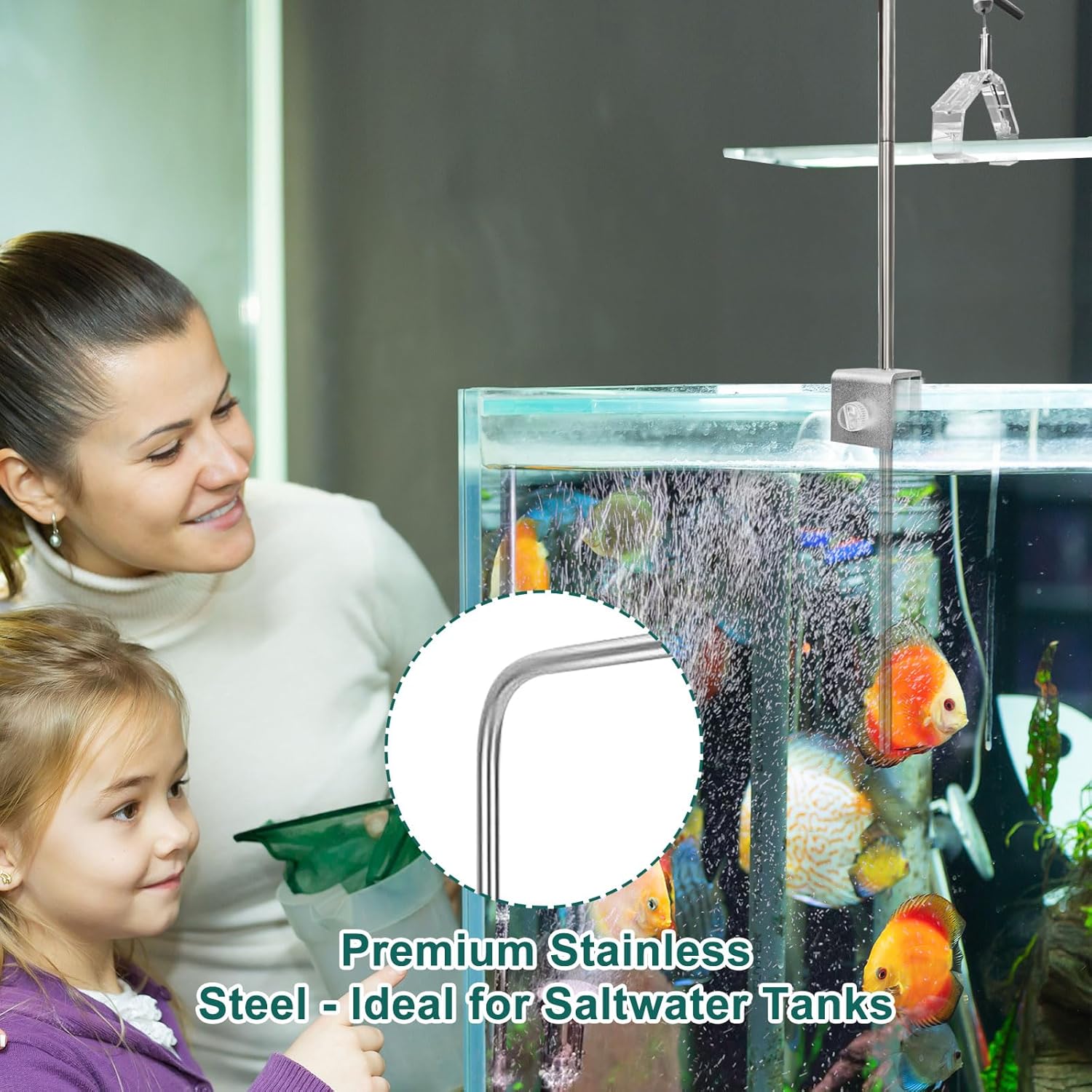 2 Pcs Aquarium Light Riser Stand for Rimless Fish Tanks - Adjustable Tank Light Holder Fits 5–24" LED/T5/Hybrid Fixtures, Saltwater & Freshwater Aquarium Light Hanging Kit