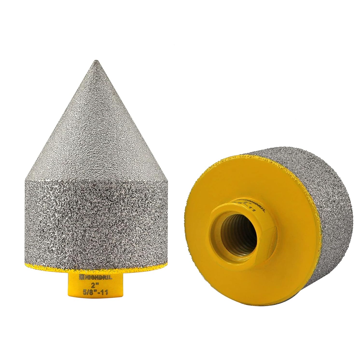 Diamond Beveling Chamfer Milling Bit - 2PCS HIGHDRIL Diamond Countersink Finger Bit with 5/8-11 Thread for 4/5"(20mm) Hole Enlarging Shaping Trimming in Porcelain Ceramic Tile Granite Marble Quartz