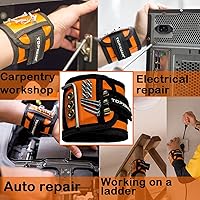 Vista 5 de Pulsera magnética de regalo para hombres, cinturón de herramientas para sujetar tornillos, clavos, brocas, con imanes, 15 imanes para carpintero