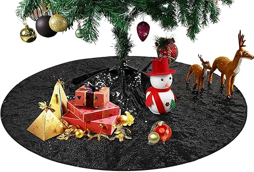 Miniatura 9 de Eternal Beauty Falda pequeña de lentejuelas para árbol de Navidad, cubierta de árbol de Navidad con purpurina, tapete suave para adornos de árbol de