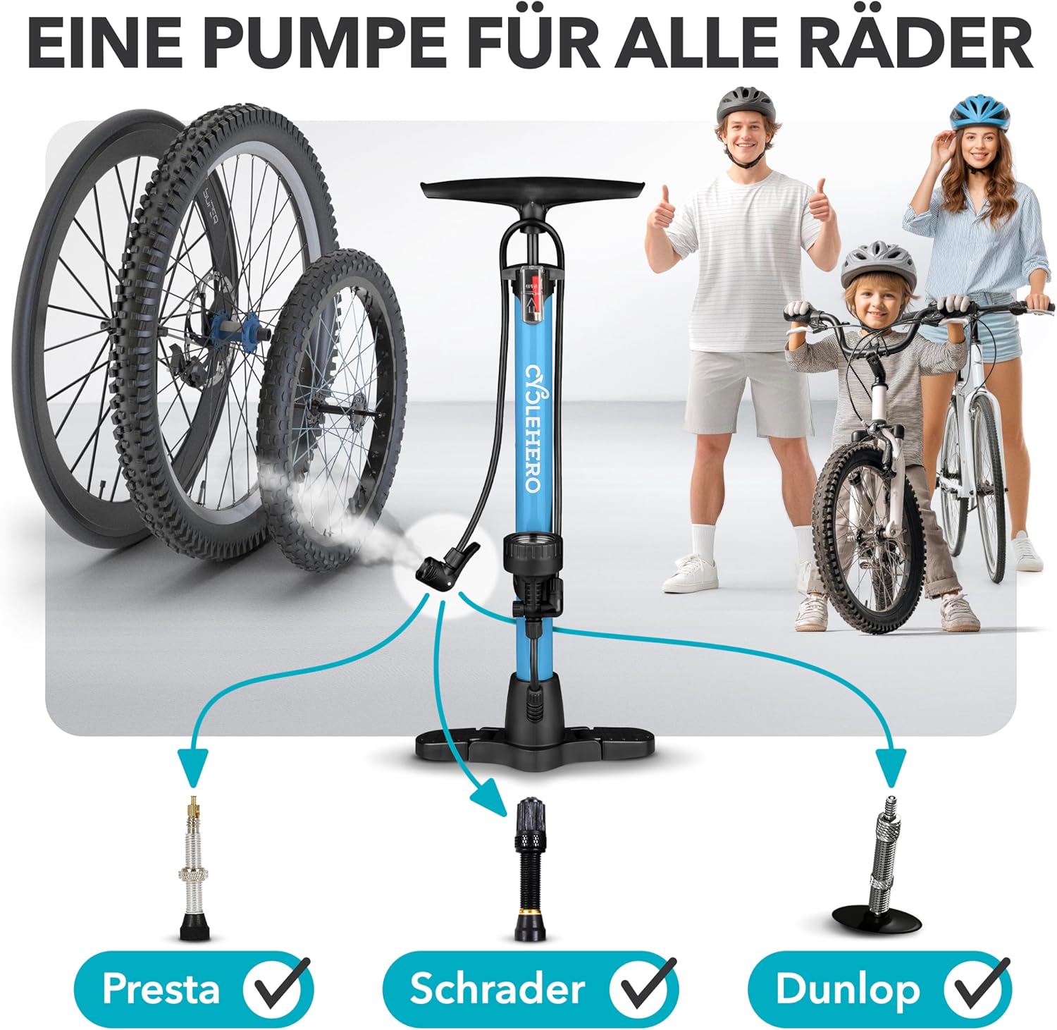 CYCLEHERO pumpa nyomásmérő és szelepfej