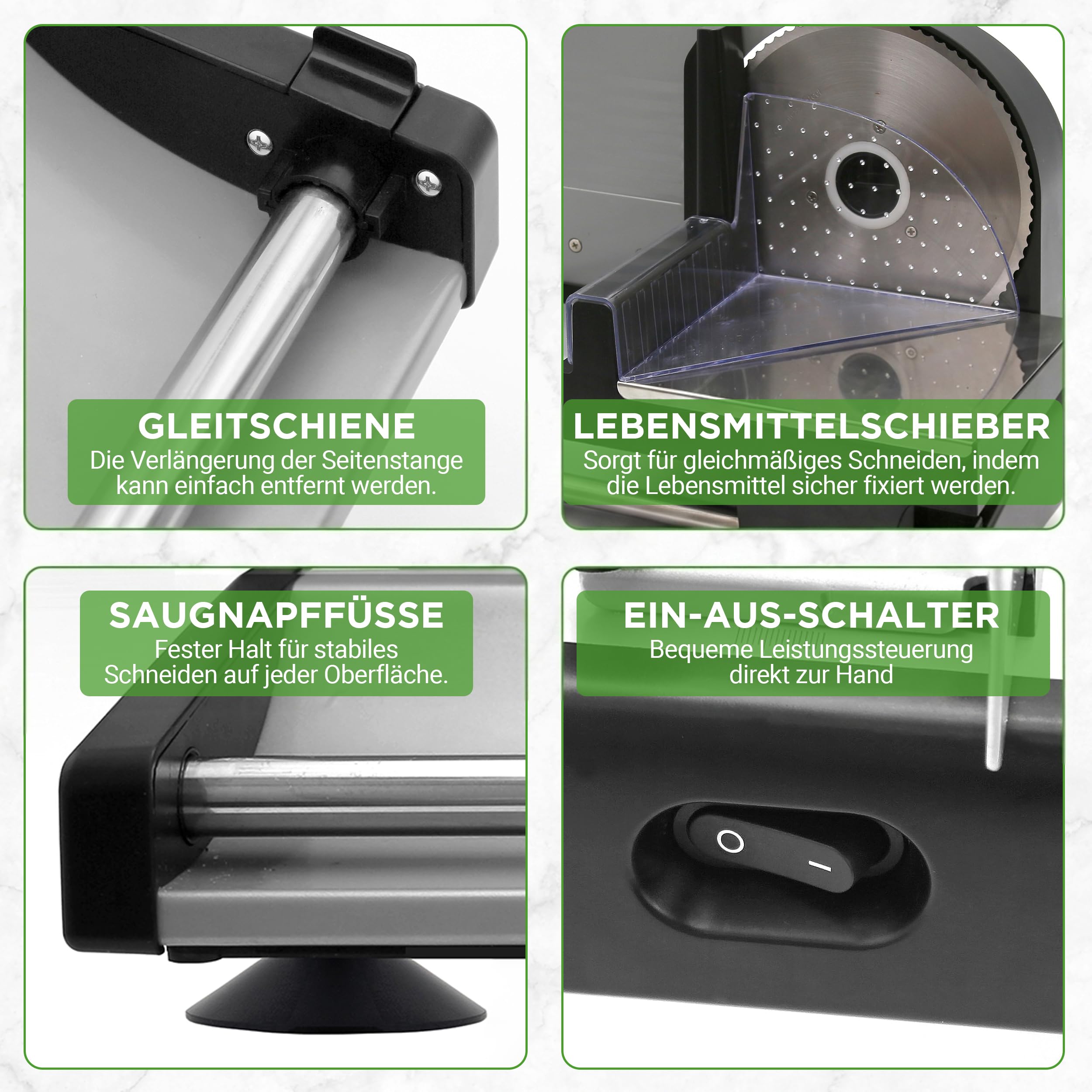 NutriChef Allesschneider Elektrisch 200W – Brotschneidemaschine 19cm, 0–15mm Schnittstärke, Abnehmbare Edelstahlklinge Vielseitig für Fleisch, Käse, Obst, Gemüse - Kompakt, Sicher, Leicht zu Reinigen