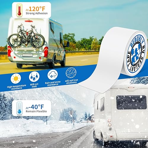Miniatura 7 de Cinta selladora para caravana, 4 pulgadas x 50 pies, resistente a los rayos UV e impermeable, cinta selladora de techos de reparación permanente