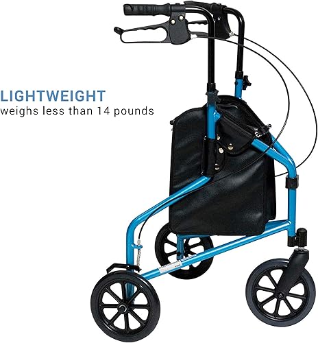 Vista 10 de Lumex 3 Wheel Cruiser - Caminadores de tres ruedas ligeros y estrechos para personas mayores y espacios reducidos Peltre Metálico
