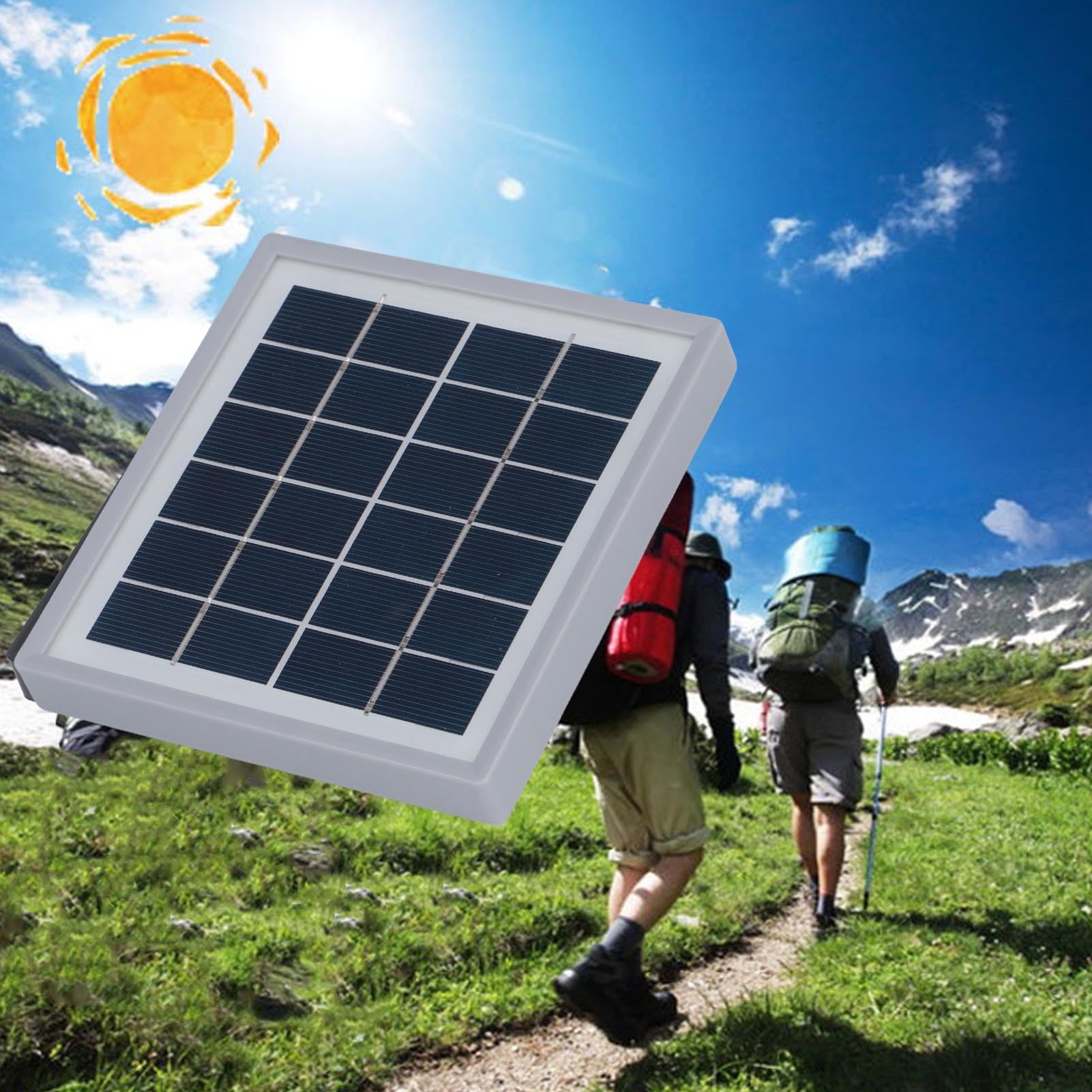 Panneau Solaire, Chargeur Solaire USB Monocristallin avec Support, Panneau Léger 5W pour Le Camping et la Randonnée