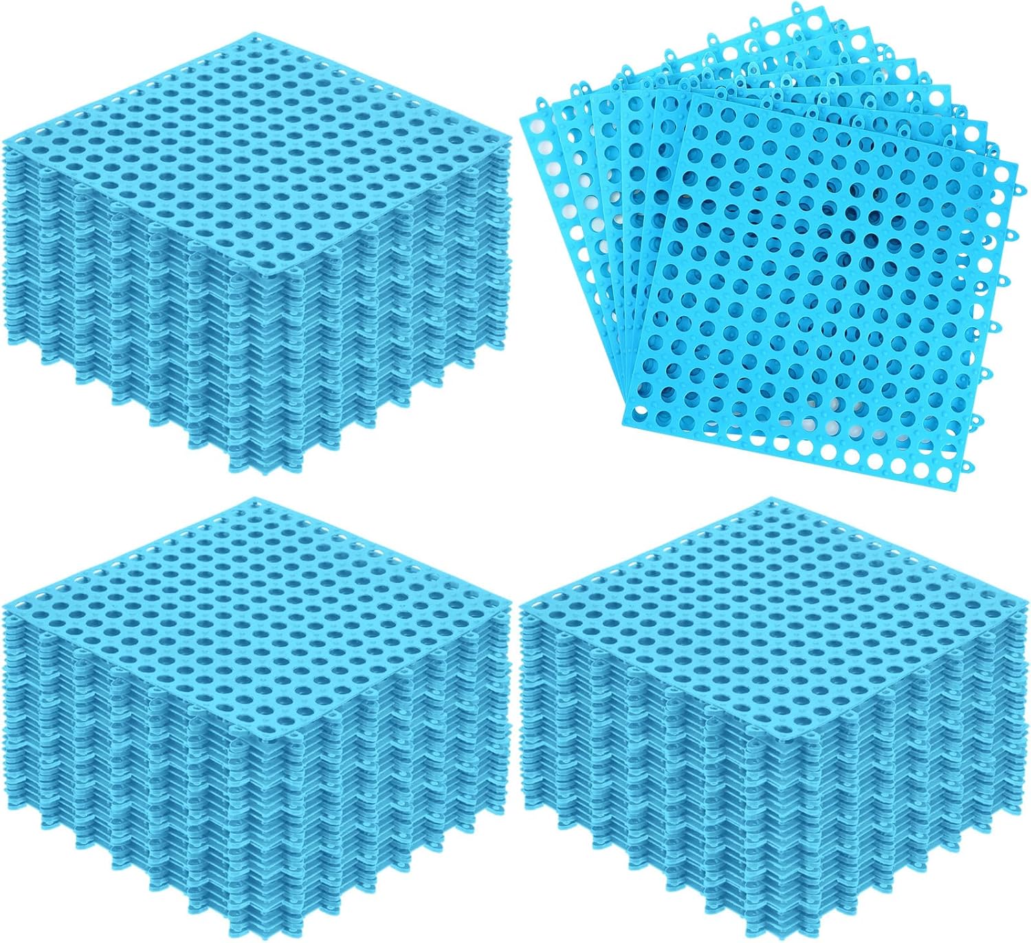 Tinideya 50 Pcs Modular Interlocking Floor Mats Drainage